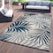 World Rug Gallery Modern Floral Reversible Plastic 3'x5' Navy Outdoor Rug 6054NAVY3X5 - alternate 1